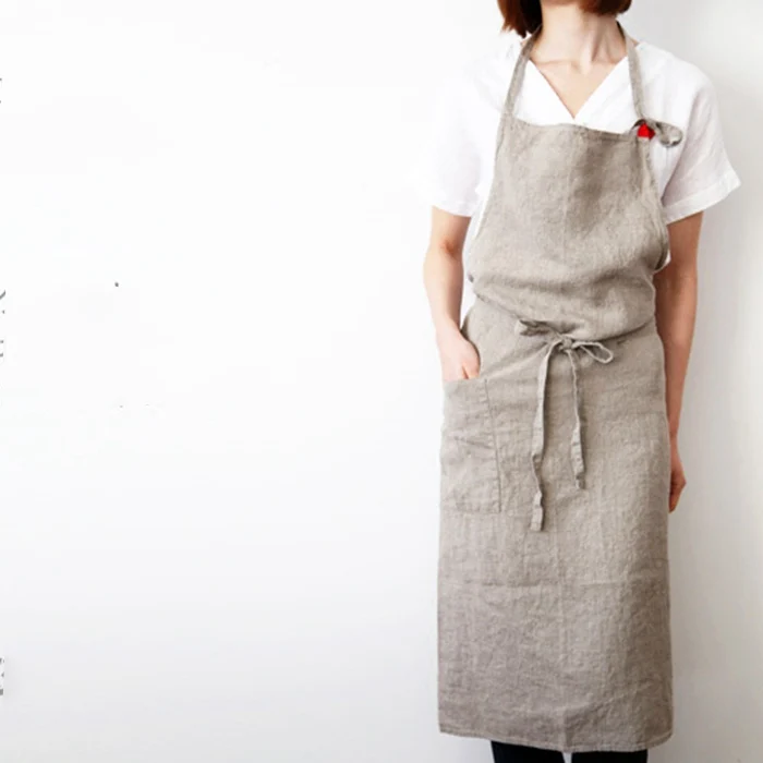 High-end Japanese korea apron linen and cotton fabric simple fashion art attendant beautiful salon nail aprons