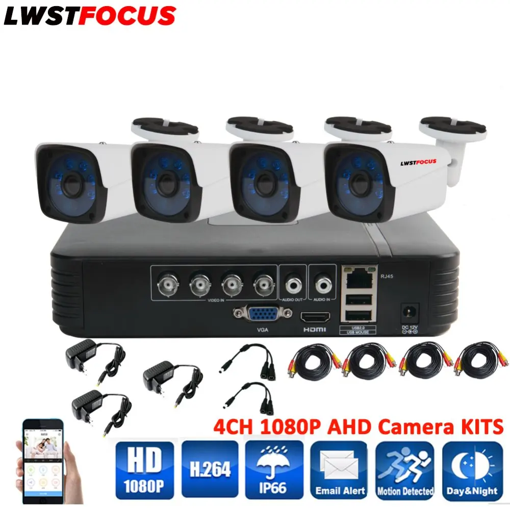 4CH AHD 5 IN 1 Security XVR DVR System HDMI 1920 1080P 3000TVL AHD Weatherproof font