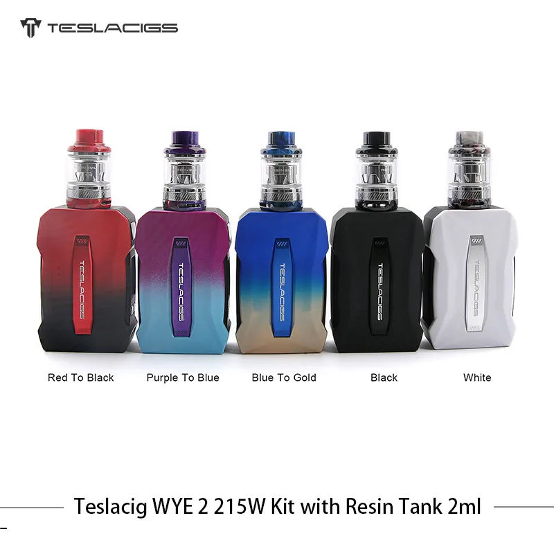 

Original Electronic Cigarette Teslacigs WYE II 215W TC Kit Dual Battery Box Mod Vaporizer 4ml Resin tank with TS-XX TS-120X Coil