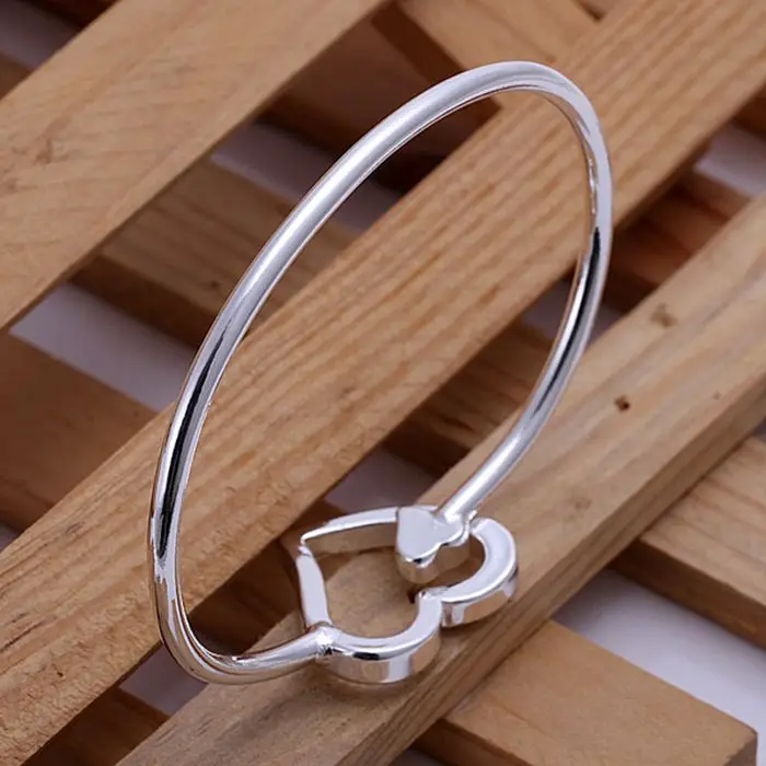 Браслет с серебряным покрытием для мужчин и женщин|heart bangle bracelet|silver plated banglesbangle