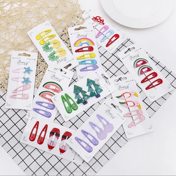 

New Snap Hair Clips Colorful Animal Fruit Hairpins Headwear Girls Hair Accessories Metal Printing Bobby Pins Modeling Barrettes