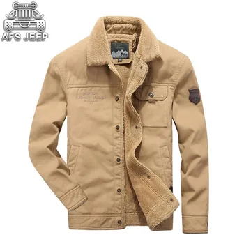 

Plus Size Men Parkas Light Warm Cargo Jackets Fur Inside Winter 2018 New Army Military Vintage Casual Pockets Design AFS JEEP