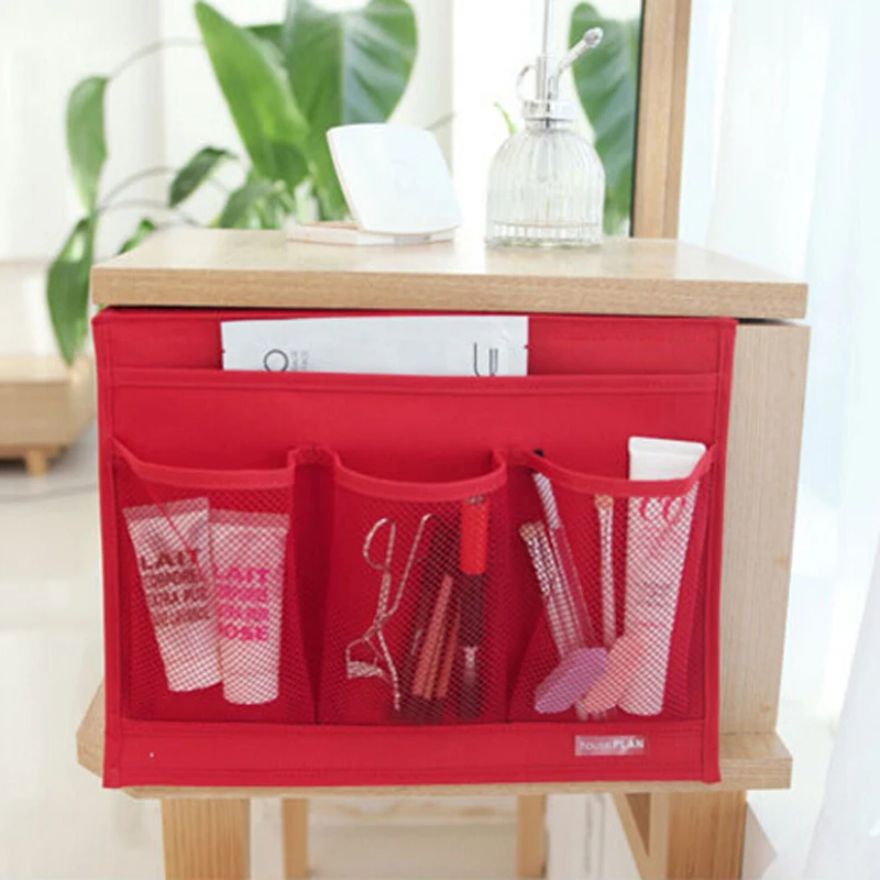 cheap 4 Pockets Bedside Storage Bags Chair Desk Cabinet Sofa Slipcovers Hanging Desk Storage Bag For TV Remote Magazine Book Sundries
