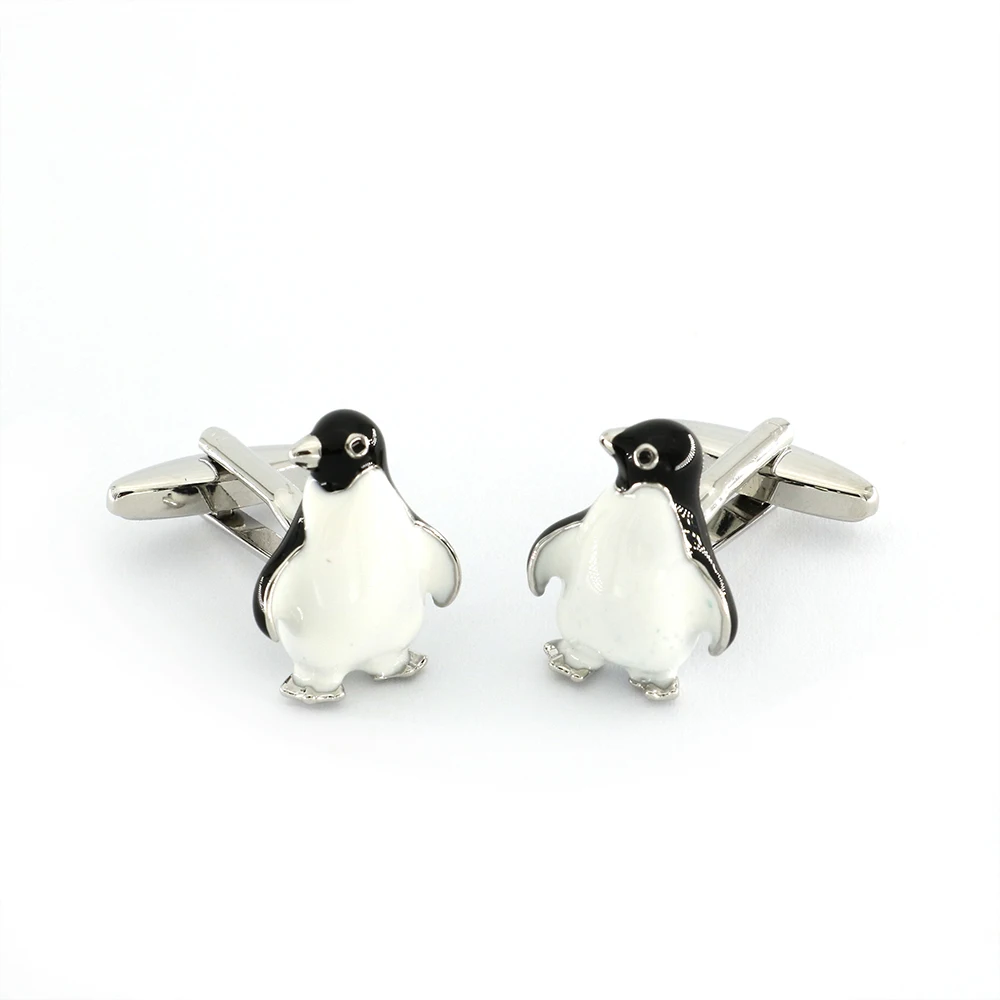 Мужской милый пингвин запонки медный материал черный и белый цвет