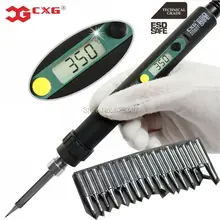 Электрическая паяльная станция CXG DS60T с цифровым ЖК-дисплеем с регулируемой температурой, Электрический паяльник 220 в 60 Вт+ tip17шт