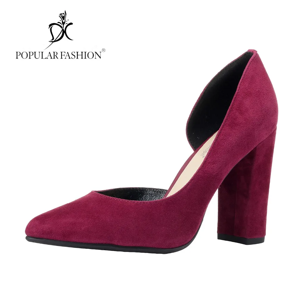 

POPULAR FASHION Luxury Shoes Women Designers 2018 Sheep Suede Thick High Heels Retro Pumps Office Shoes for Ladies