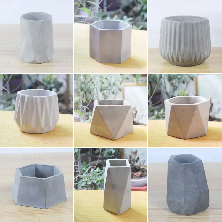 Diy polygon cement flower pot mould clear water concrete flesh pot mold