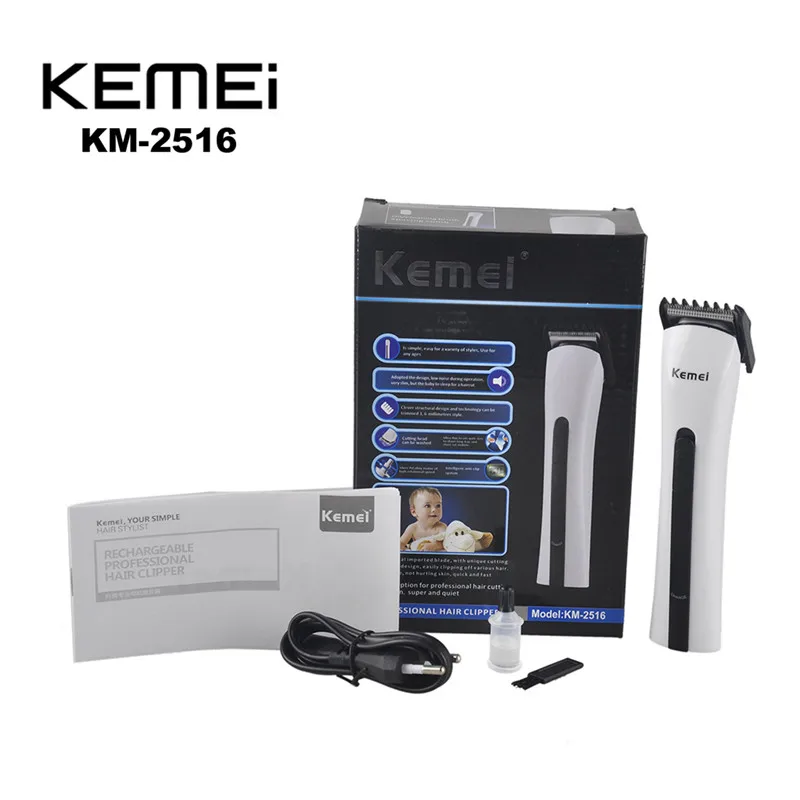 Отличная KM-2516 Kemei перезаряжаемая электробритва бритва салонная машинка для стрижки бороды Триммер для стрижки Уход