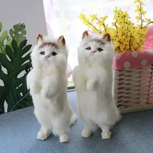 Моделирование кошек Животные модели домашний орнамент Фортуна кошка кукла детские плюшевые животные игрушки Реалистичные стоячие кошки рождественские подарки