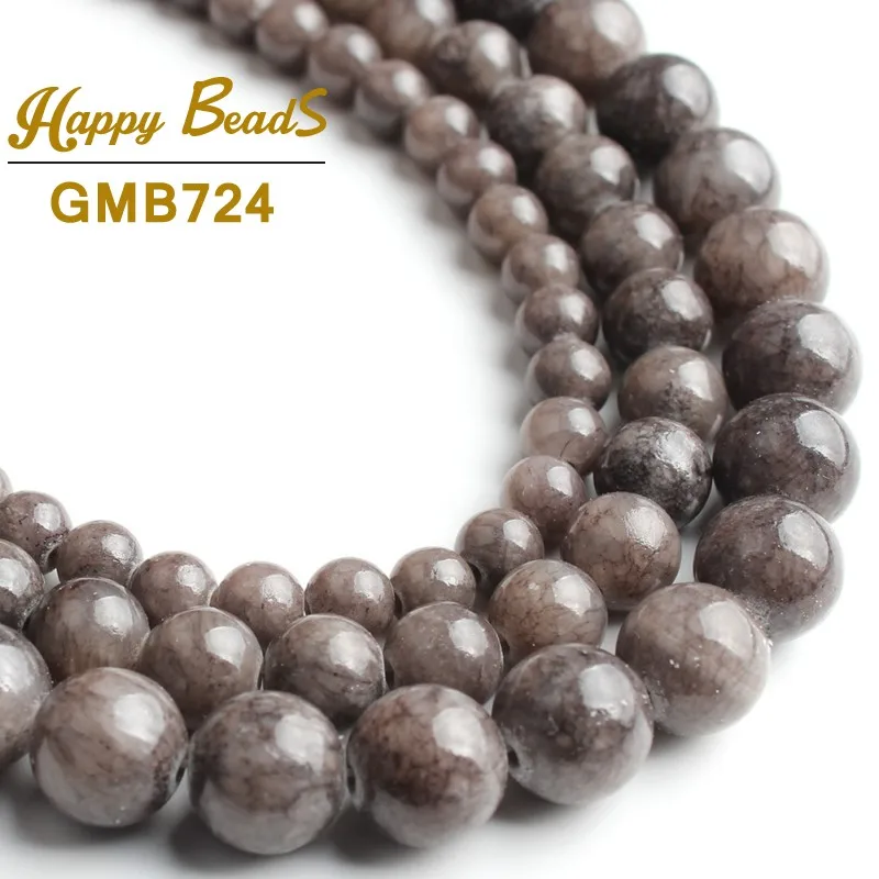 

Natural Stone Grey Brown Jades Beads Round Loose Spacer Beads 15''Strand 6/8/10mm For Jewelry Making DIY Bracelets Necklace