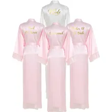 YUXINBRIDAL новые шелковые, атласные, с кружевами халат подружки невесты Свадебные платья Одежда для невесты на свадьбу, одежда с длинными банный халат; банный Неглиже