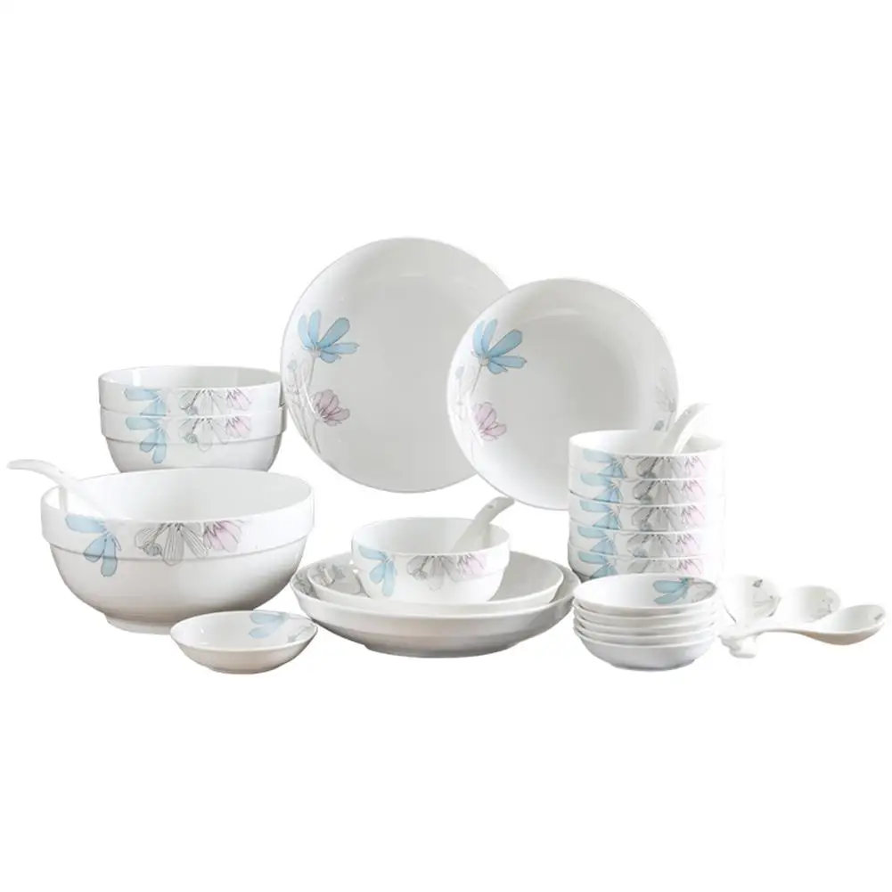 

Adeeing 28PCS/52PCS Calm Summer Night Style Pattern Ceramic Dinnerware Cutlery Set