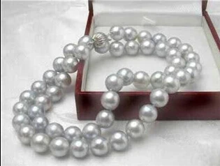 

FREE SHIPPING>>>@@ Pretty 8mm Gray Sea Shell Pearl Necklace 18''AAA style Fine Noble real Natural S