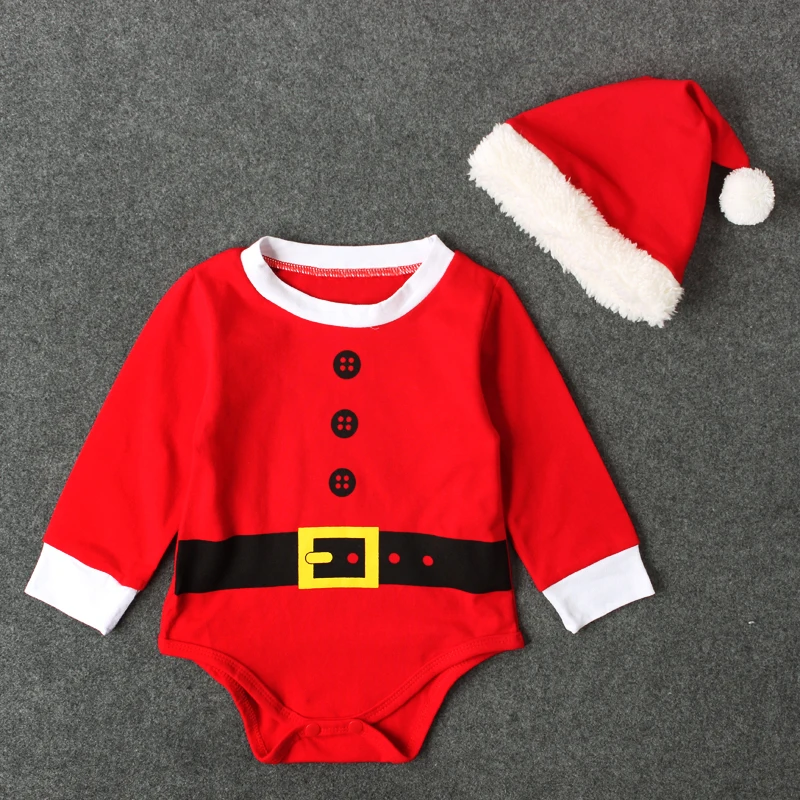 2019 My First Christmas Baby clothing 4 24M новорожденных мальчиков и девочек Комбинезон шляпа 2 шт