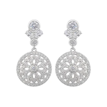 

YAN MEI Round Flower Zirconia Earring For Women Plant Shape Female Earrings Fashion Gift GLE6013Y