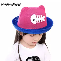 [DINGDNSHOW] Новинка 2019 года, соломенная шляпа, Детская летняя шляпа для девочек, стильная, милая, с рисунком рыбки, с героями мультфильмов, летняя