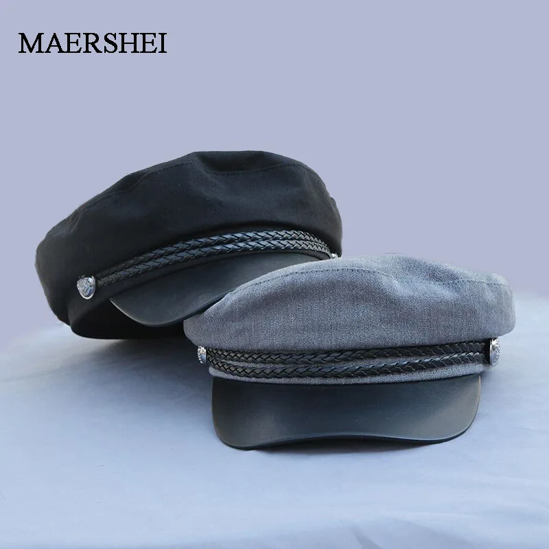 

2019 hot spring fashion women's wool hat British style warm retro newsboy caps military octagonal cap female visor caps