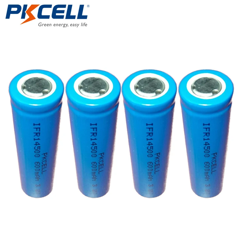 4x PKCELL Lifepo4 3,2 V 14500 перезаряжаемая литий-ионная батарея AA 600MAH IFR14500 для солнечной панели света, зубная щетка, бритва