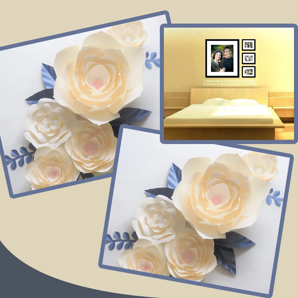 DIY гигантские бумажные цветы Фотофон цвет слоновой кости бумажный цветок 5 шт. + 7