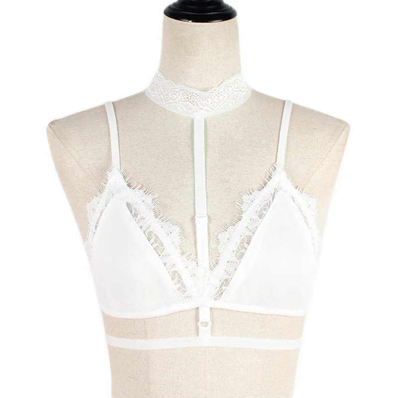 Sexy Women Brassiere Elastic Bra Fashionable Halter Sexy Hollow Out Underwear Lingerie Sexy Lace Bandage Bra Bustier