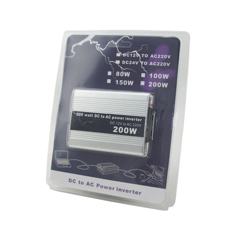 High Conversion Rate 200W Car Power Inverter DC12V To AC220V Aluminum Alloy Home Converter Booster Silver Cigarette Lighter1