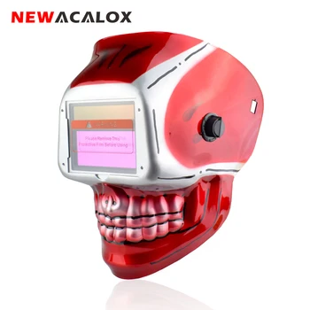 

NEWACALOX Skull Helmet Stepless Adjust Solar Auto Darkening TIG MIG Electric Welding Mask/Helmet/ Welding Lens Welding Machine