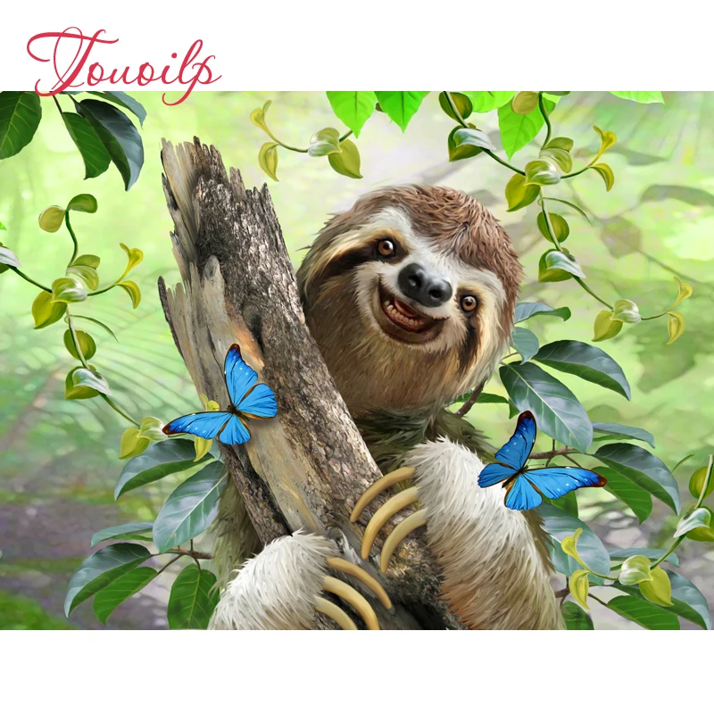DIY square&round Sloth and butterfly Diamond Painting Cross Stitch Kits