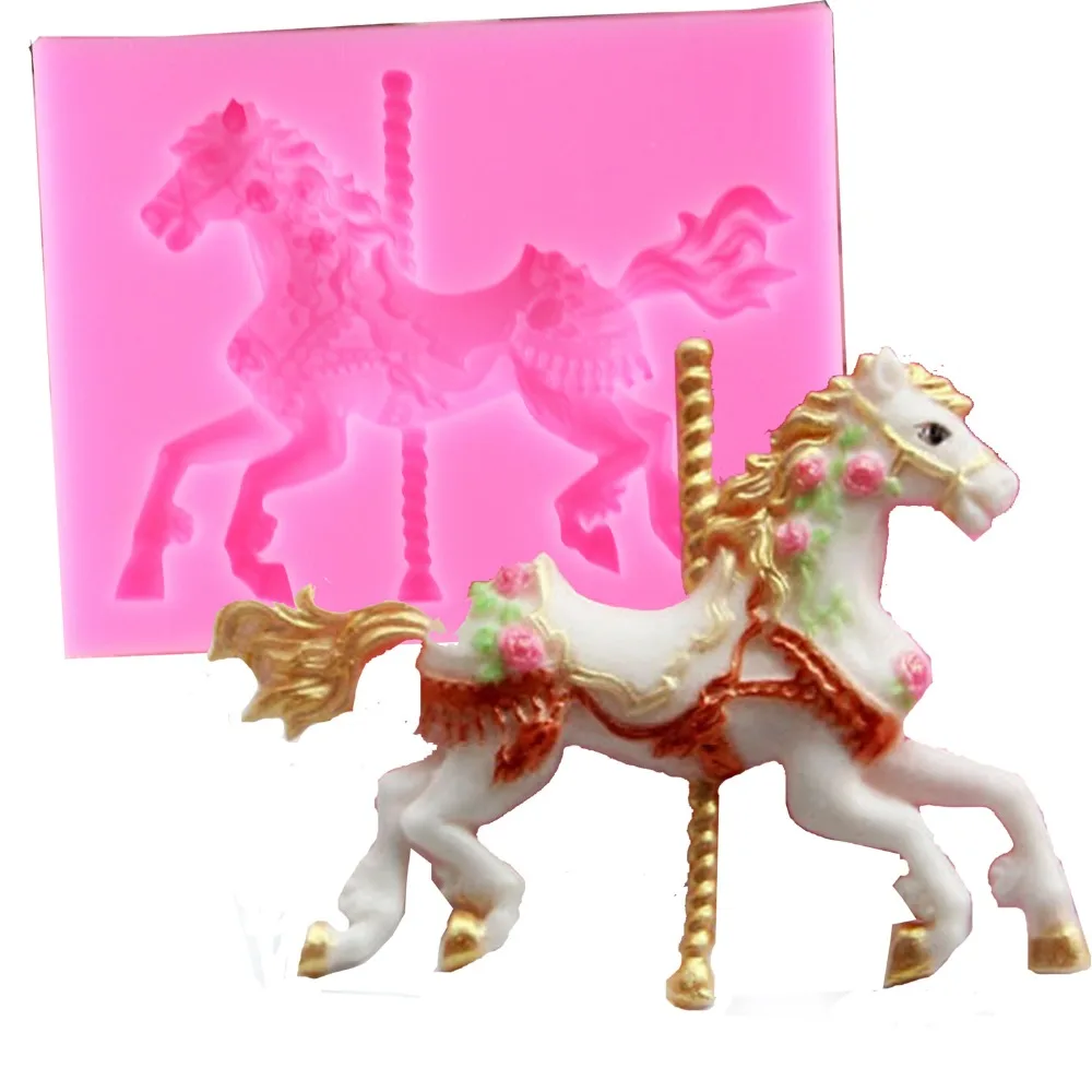 3D Jewelry Carousel Horse Mould Silicone Fondant Cake ...