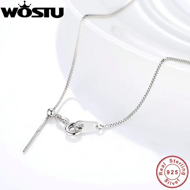 Disc Hot Sale 45cm Real 925 Sterling Silver  Chains Adjustable Necklaces Fit For Pendant Charm For Women Luxury S925 Jewelry CQA008