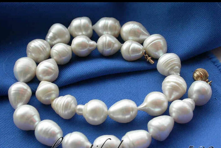 

FREE shipping>>>>>16" 15mm baroque drip white freshwater pearl necklace