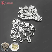 29382) 10 шт. 36*30 мм Античные посеребренные серьги из цинкового сплава, соединители, амулеты, самодельные ювелирные изделия, аксессуары