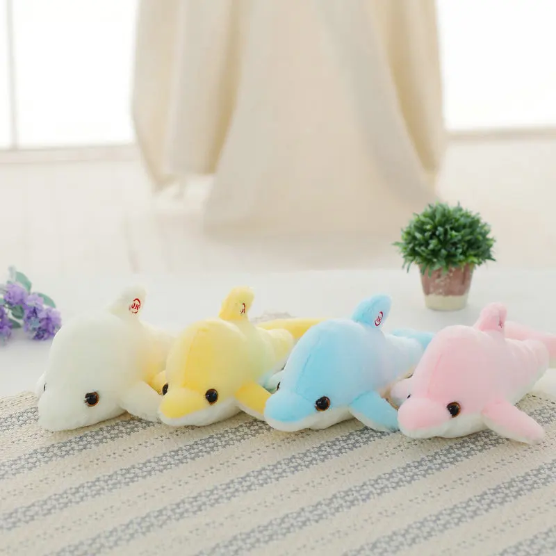 32 см красочные светящиеся дельфины плюшевые игрушки Kawaii куклы чучела кукла со