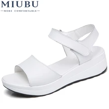 MIUBU Summer Sandals Female Genuine Leather Women Casual Comfortable Wedges Shoes Sandals Women Summer Shoes gktinoo woman genuine leather flat sandals summer shoes casual comfortable flower sandals women sandals big size