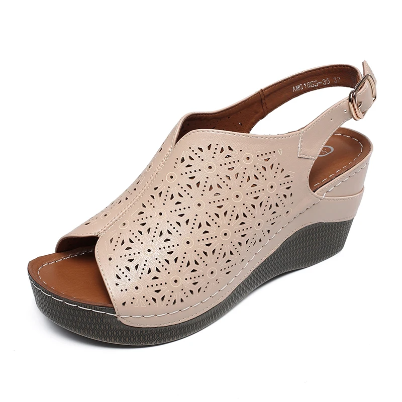 AIMEIGAO новые летние туфли на каблуке и платформе сандалии Для женщин с открытым носком обувь на толстом высоком каблуке из мягкой кожи удобная обувь сандалии для Для женщин