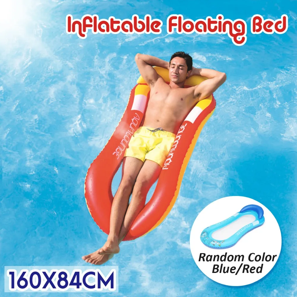Summer Water Sports Hammock Single People Inflatable Beach Lounger Backrest Recliner Floating Sleeping Bed Chair Cushion