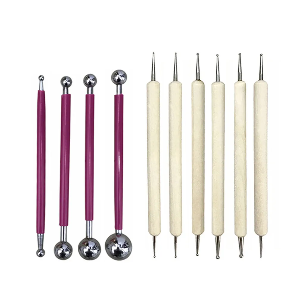 

10 Pcs Ball Stylus Dotting Tools Clay Ceramics Pottery Carving Embossing Sculpting Set GQ999