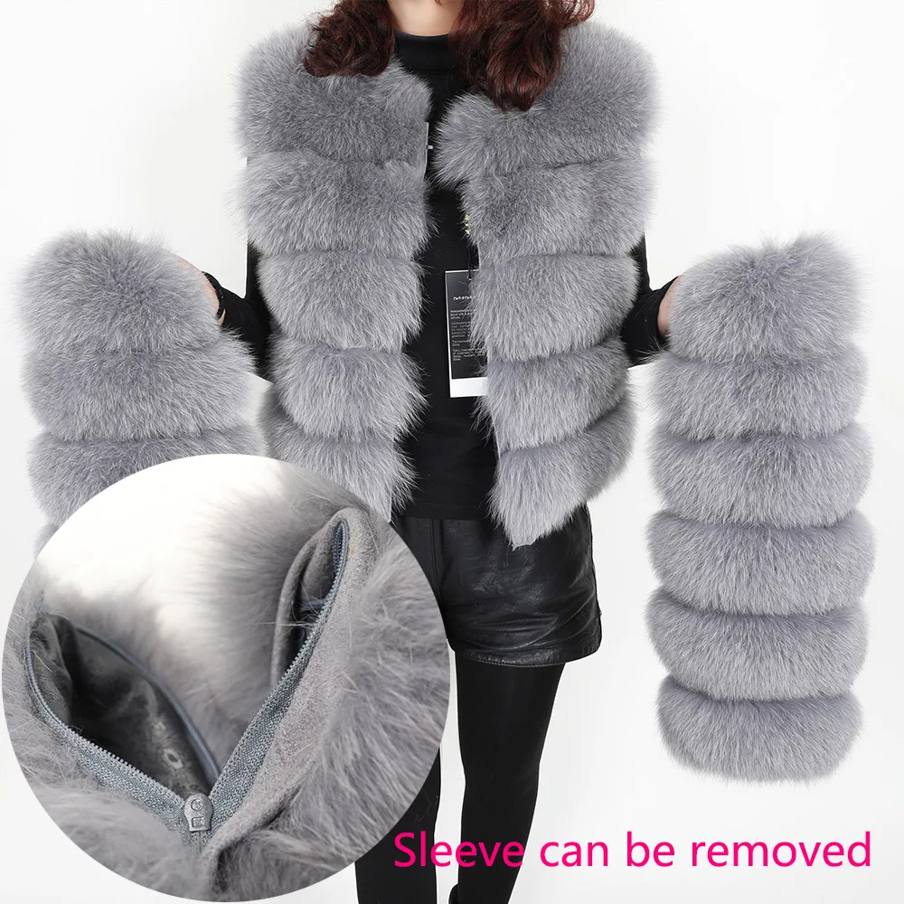 MAOMAOKONG 2024 Natural Real Fox Fur Coat Women's Jackets Winter Furry Vest Luxury Beige Khaki Short Leather Female Clothing