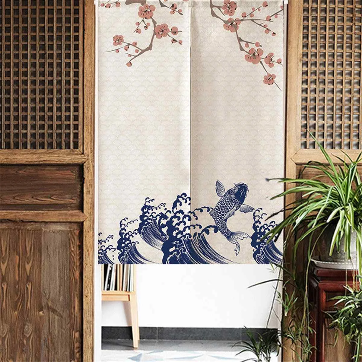 Японская норенская дверная занавеска романтическая цветущая вишня гобелен кухонная занавеска s 85X150 см домашняя декоративная занавеска на дверь