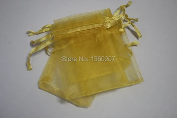 

100pcs/lot Gold colour Organza Bags 7x9cm Wedding Favour Gift bag Jewellery pouches