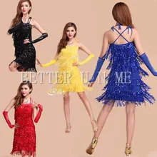 Латина танцевальный костюм для выступлений одежда для взрослых кисточкой Блестки для латины Танцы одежда для соревнований по индивидуальному заказу