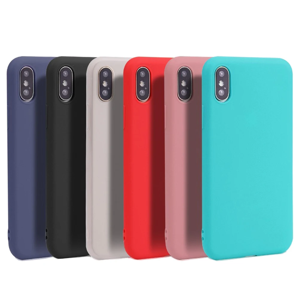 

Luxury Soft Back Matte Color Cases for iPhone 7 8 X XS max XR Case Shockproof TPU Silicone Back Cover for iPhone 6 6s