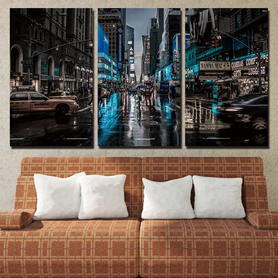 

3 Panels Canvas Art New York City Night Home Decoration Wall Art Painting Canvas Prints Pictures for Living Room Poster