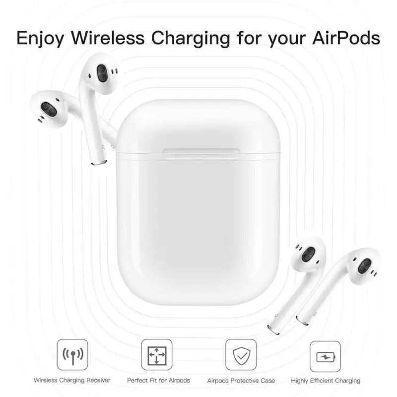 Bluetooth Wireless Earphone Charger Case For AirPod Wireless Charging Receiver Cover Compatible With Any Wireless Charger Bluetooth Wireless Earphone Charger Case For AirPod Wireless Charging Receiver Cover Compatible With Any Wireless Charger