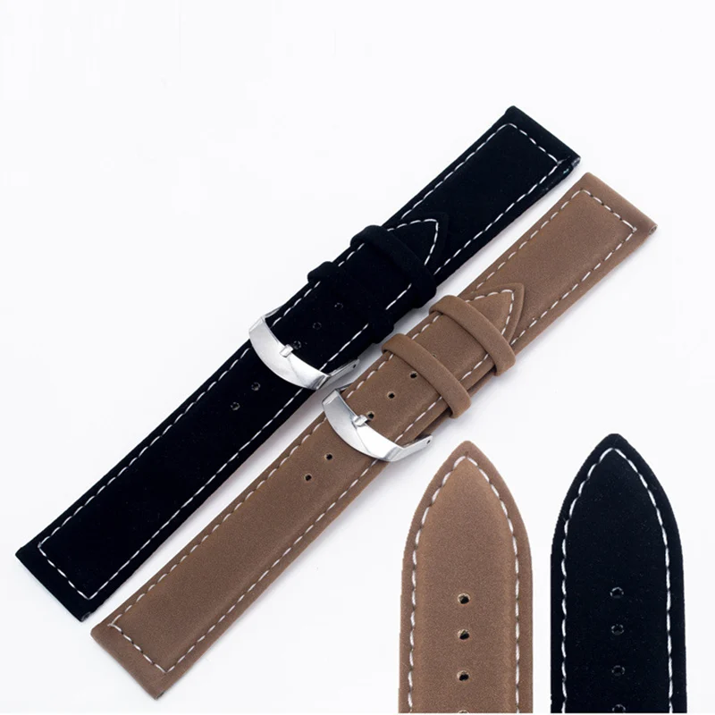 

BGG New watch accessories PU leather watchband 22mm 18mm watch strap stainless steel buckle watch bracelet for brand