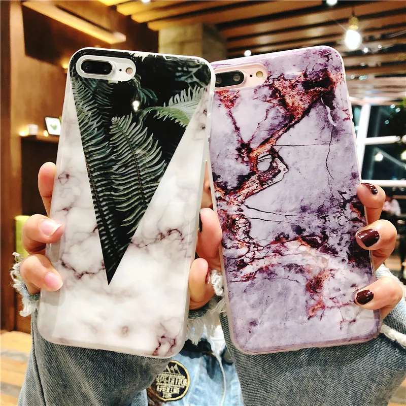 

Luxury Marble Stone image Painted Pattern Phone Case For iPhone 7 8 6 6S Plus Ultra Thin TPU Silicone Cover For iPhone X XS Case