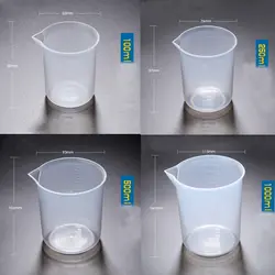 1 набор (100 мл, 250 мл, 500 мл, 1000 мл) пластиковый мерный стакан пищевой полипропилен школьная лаборатория кухонные принадлежности