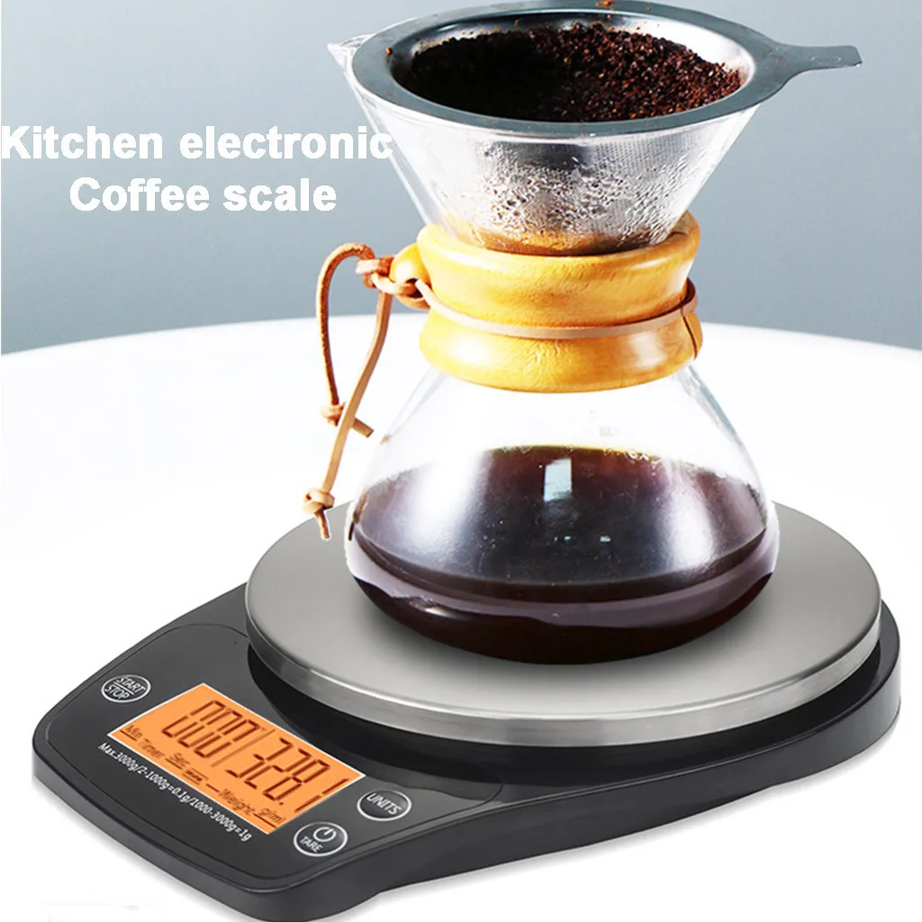 

Household Kitchen scale 0.1-3000g LCD Digital Electronic Weighing Drip Coffee Scale Timer Measuring Tool Weighing Food Scales