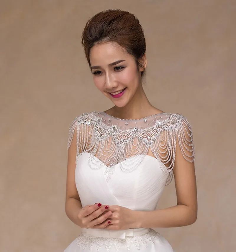 Luxury Wedding Bolero 2017 Short Women Jacket Beads Crystals Shawl Stole Bridal Capes Wrap Delicate Wedding Accessories