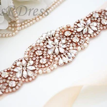 MissRDress ремешок для свадебного платья Хрустальный Пояс розовое золото стразы кристалл жемчуг Свадебная лента для свадьбы платье пояс невесты JK837