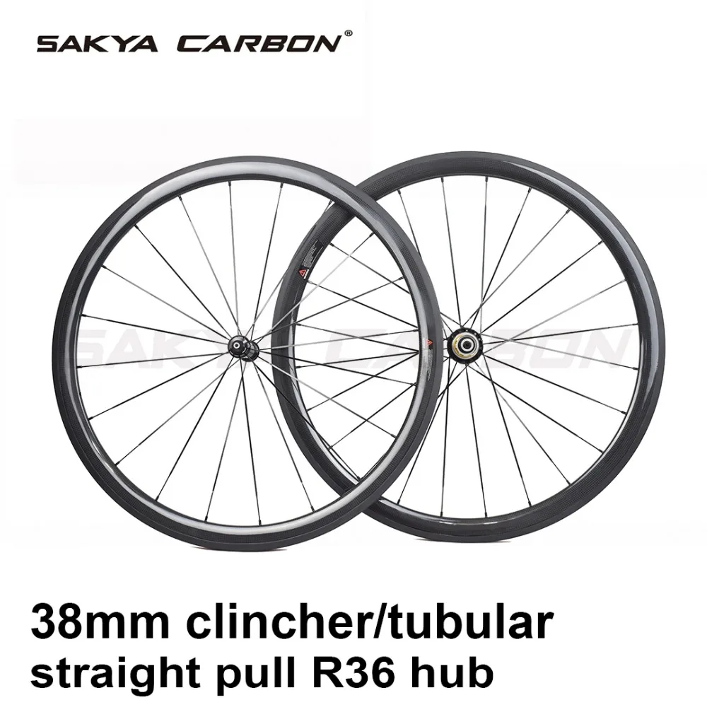 700C прямая тяга Powerway R36 втулки карбоновые колеса 38 мм дорожные велосипедные 20 5 23 25